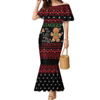 Funny Gingerbread Christmas Family Matching Mermaid Dress and Hawaiian Shirt Hoodie with Gingers Are for Life Quote and Snowflake Pattern - Wonder Print Shop