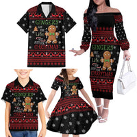 Funny Gingerbread Christmas Family Matching Off The Shoulder Long Sleeve Dress and Hawaiian Shirt Hoodie with Gingers Are for Life Quote and Snowflake Pattern - Wonder Print Shop