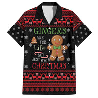 Funny Gingerbread Christmas Family Matching Off The Shoulder Long Sleeve Dress and Hawaiian Shirt Hoodie with Gingers Are for Life Quote and Snowflake Pattern - Wonder Print Shop