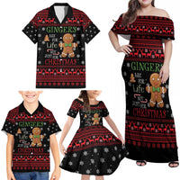 Funny Gingerbread Christmas Family Matching Off Shoulder Maxi Dress and Hawaiian Shirt Hoodie with Gingers Are for Life Quote and Snowflake Pattern - Wonder Print Shop