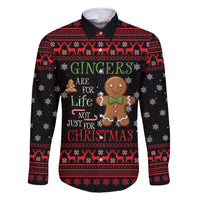 Funny Gingerbread Christmas Family Matching Off Shoulder Maxi Dress and Hawaiian Shirt Hoodie with Gingers Are for Life Quote and Snowflake Pattern - Wonder Print Shop