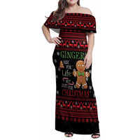 Funny Gingerbread Christmas Family Matching Off Shoulder Maxi Dress and Hawaiian Shirt Hoodie with Gingers Are for Life Quote and Snowflake Pattern - Wonder Print Shop