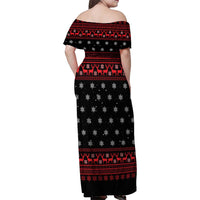 Funny Gingerbread Christmas Family Matching Off Shoulder Maxi Dress and Hawaiian Shirt Hoodie with Gingers Are for Life Quote and Snowflake Pattern - Wonder Print Shop