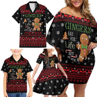 Funny Gingerbread Christmas Family Matching Off Shoulder Short Dress and Hawaiian Shirt Hoodie with Gingers Are for Life Quote and Snowflake Pattern - Wonder Print Shop