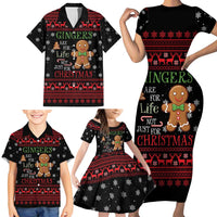 Funny Gingerbread Christmas Family Matching Short Sleeve Bodycon Dress and Hawaiian Shirt Hoodie with Gingers Are for Life Quote and Snowflake Pattern - Wonder Print Shop