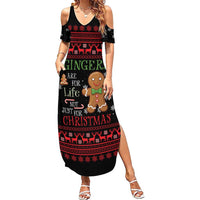 Funny Gingerbread Christmas Family Matching Summer Maxi Dress and Hawaiian Shirt Hoodie with Gingers Are for Life Quote and Snowflake Pattern - Wonder Print Shop
