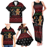 Funny Gingerbread Christmas Family Matching Tank Maxi Dress and Hawaiian Shirt Hoodie with Gingers Are for Life Quote and Snowflake Pattern - Wonder Print Shop