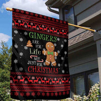Funny Gingerbread Christmas Garden Flag Hoodie with Gingers Are for Life Quote and Snowflake Pattern - Wonder Print Shop