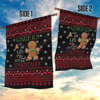 Funny Gingerbread Christmas Garden Flag Hoodie with Gingers Are for Life Quote and Snowflake Pattern - Wonder Print Shop