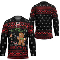 Funny Gingerbread Christmas Hockey Jersey Hoodie with Gingers Are for Life Quote and Snowflake Pattern - Wonder Print Shop