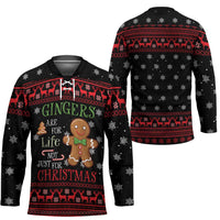 Funny Gingerbread Christmas Hockey Jersey Hoodie with Gingers Are for Life Quote and Snowflake Pattern - Wonder Print Shop