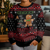 Funny Gingerbread Christmas Kid Ugly Christmas Sweater Hoodie with Gingers Are for Life Quote and Snowflake Pattern - Wonder Print Shop