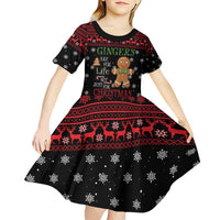 Funny Gingerbread Christmas Kid Short Sleeve Dress Hoodie with Gingers Are for Life Quote and Snowflake Pattern - Wonder Print Shop