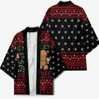 Funny Gingerbread Christmas Kimono Hoodie with Gingers Are for Life Quote and Snowflake Pattern - Wonder Print Shop