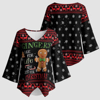 Funny Gingerbread Christmas Kimono Sleeve Blouse Hoodie with Gingers Are for Life Quote and Snowflake Pattern - Wonder Print Shop
