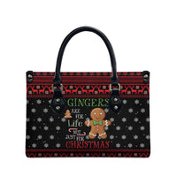 Funny Gingerbread Christmas Leather Bag Hoodie with Gingers Are for Life Quote and Snowflake Pattern - Wonder Print Shop
