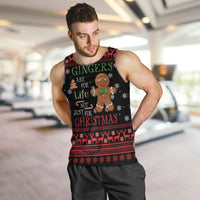 Funny Gingerbread Christmas Men Tank Top Hoodie with Gingers Are for Life Quote and Snowflake Pattern - Wonder Print Shop
