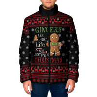 Funny Gingerbread Christmas Padded Jacket Hoodie with Gingers Are for Life Quote and Snowflake Pattern - Wonder Print Shop