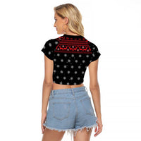 Funny Gingerbread Christmas Raglan Cropped T Shirt Hoodie with Gingers Are for Life Quote and Snowflake Pattern - Wonder Print Shop