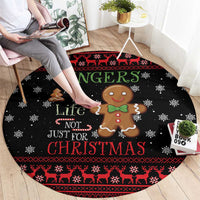 Funny Gingerbread Christmas Round Carpet Hoodie with Gingers Are for Life Quote and Snowflake Pattern - Wonder Print Shop