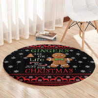 Funny Gingerbread Christmas Round Carpet Hoodie with Gingers Are for Life Quote and Snowflake Pattern - Wonder Print Shop
