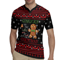 Funny Gingerbread Christmas Rugby Jersey Hoodie with Gingers Are for Life Quote and Snowflake Pattern - Wonder Print Shop