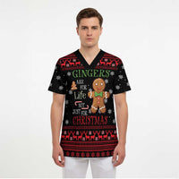Funny Gingerbread Christmas Scrub Top Hoodie with Gingers Are for Life Quote and Snowflake Pattern - Wonder Print Shop