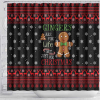 Funny Gingerbread Christmas Shower Curtain Hoodie with Gingers Are for Life Quote and Snowflake Pattern - Wonder Print Shop