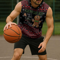 Funny Gingerbread Christmas Sleeveless Hoodie Hoodie with Gingers Are for Life Quote and Snowflake Pattern - Wonder Print Shop