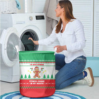 Funny Fitness Cookie Christmas Laundry Basket with Gingerbread Design and Holiday Pattern - Wonder Print Shop