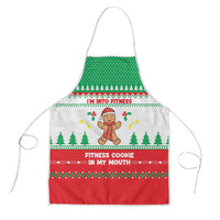 Funny Fitness Cookie Christmas Apron with Gingerbread Design and Holiday Pattern - Wonder Print Shop