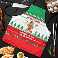 Funny Fitness Cookie Christmas Apron with Gingerbread Design and Holiday Pattern - Wonder Print Shop