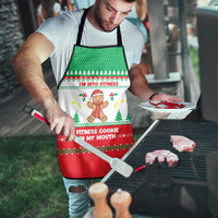 Funny Fitness Cookie Christmas Apron with Gingerbread Design and Holiday Pattern - Wonder Print Shop