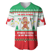Funny Fitness Cookie Christmas Baseball Jersey with Gingerbread Design and Holiday Pattern - Wonder Print Shop