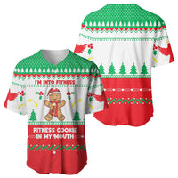 Funny Fitness Cookie Christmas Baseball Jersey with Gingerbread Design and Holiday Pattern - Wonder Print Shop