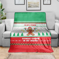 Funny Fitness Cookie Christmas Blanket with Gingerbread Design and Holiday Pattern - Wonder Print Shop