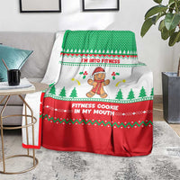 Funny Fitness Cookie Christmas Blanket with Gingerbread Design and Holiday Pattern - Wonder Print Shop