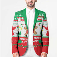 Funny Fitness Cookie Christmas Blazer with Gingerbread Design and Holiday Pattern - Wonder Print Shop