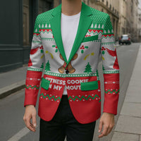 Funny Fitness Cookie Christmas Blazer with Gingerbread Design and Holiday Pattern - Wonder Print Shop