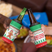 Funny Fitness Cookie Christmas 4 in 1 Can Cooler Tumbler with Gingerbread Design and Holiday Pattern - Wonder Print Shop