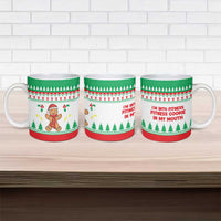 Funny Fitness Cookie Christmas Ceramic Mug with Gingerbread Design and Holiday Pattern - Wonder Print Shop