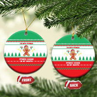 Funny Fitness Cookie Christmas Ceramic Ornament with Gingerbread Design and Holiday Pattern - Wonder Print Shop