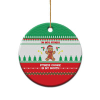 Funny Fitness Cookie Christmas Ceramic Ornament with Gingerbread Design and Holiday Pattern - Wonder Print Shop