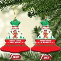 Funny Fitness Cookie Christmas Ceramic Ornament with Gingerbread Design and Holiday Pattern - Wonder Print Shop