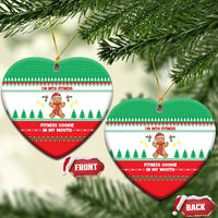 Funny Fitness Cookie Christmas Ceramic Ornament with Gingerbread Design and Holiday Pattern - Wonder Print Shop