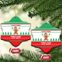 Funny Fitness Cookie Christmas Ceramic Ornament with Gingerbread Design and Holiday Pattern - Wonder Print Shop
