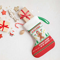 Funny Fitness Cookie Christmas Stocking with Gingerbread Design and Holiday Pattern - Wonder Print Shop
