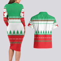 Funny Fitness Cookie Christmas Couples Matching Long Sleeve Bodycon Dress and Hawaiian Shirt with Gingerbread Design and Holiday Pattern - Wonder Print Shop