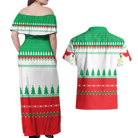 Funny Fitness Cookie Christmas Couples Matching Off Shoulder Maxi Dress and Hawaiian Shirt with Gingerbread Design and Holiday Pattern - Wonder Print Shop