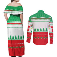 Funny Fitness Cookie Christmas Couples Matching Off Shoulder Maxi Dress and Long Sleeve Button Shirt with Gingerbread Design and Holiday Pattern - Wonder Print Shop